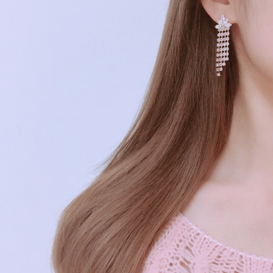 TIARA Cubic Chain Earrings Point Cycle Good Bling 