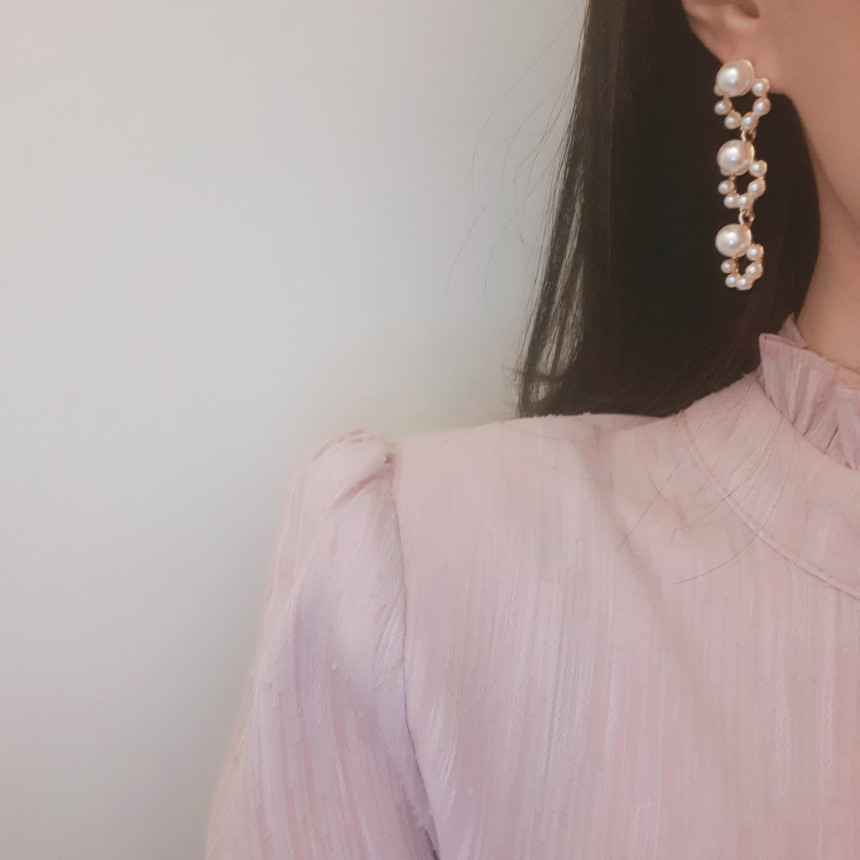 Helena Triple Pearl Drop Earrings Unique Jewelry A