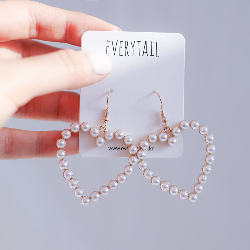 Pearl Blybig Heart Earrings Eye-catching effect Ha