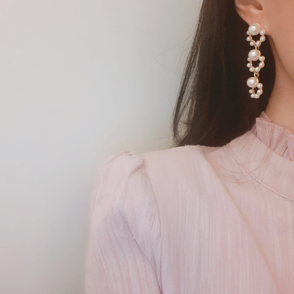 Helena Triple Pearl Drop Earrings Unique Jewelry A