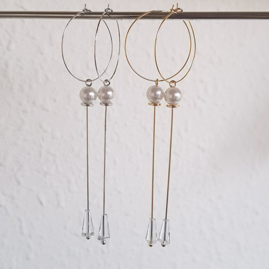 Lacy Crystal Drop Ring Earrings 2color Classic Loo