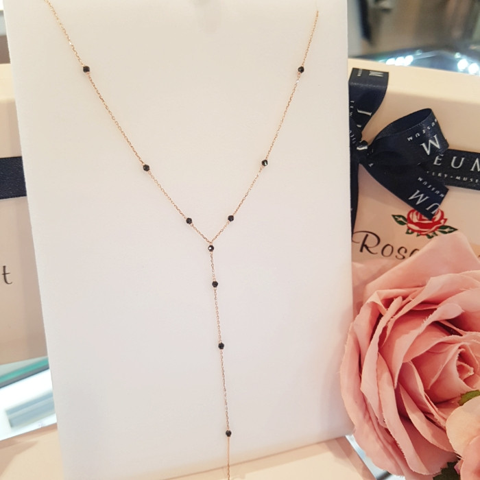 Rose Montgomery Black Spinel Y-shaped Necklace RL0