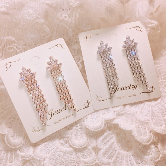 TIARA Cubic Chain Earrings Point Cycle Good Bling 