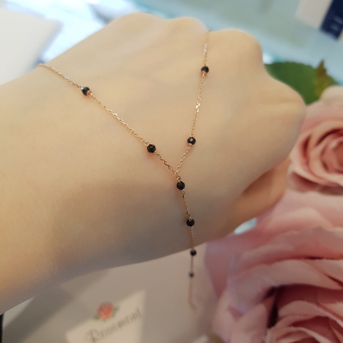 Rose Montgomery Black Spinel Y-shaped Necklace RL0