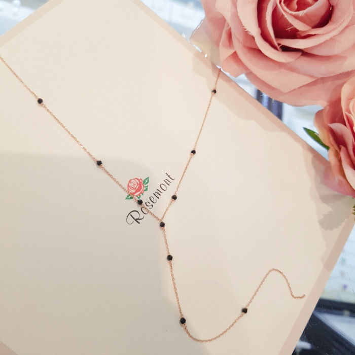 Rose Montgomery Black Spinel Y-shaped Necklace RL0