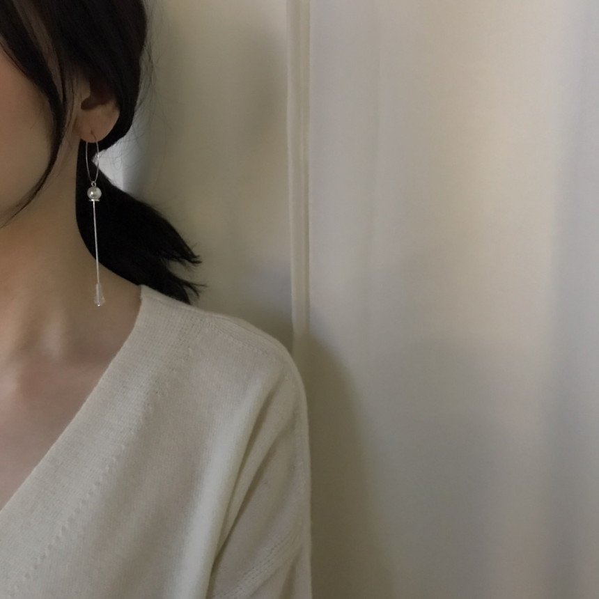 Lacy Crystal Drop Ring Earrings 2color Classic Loo