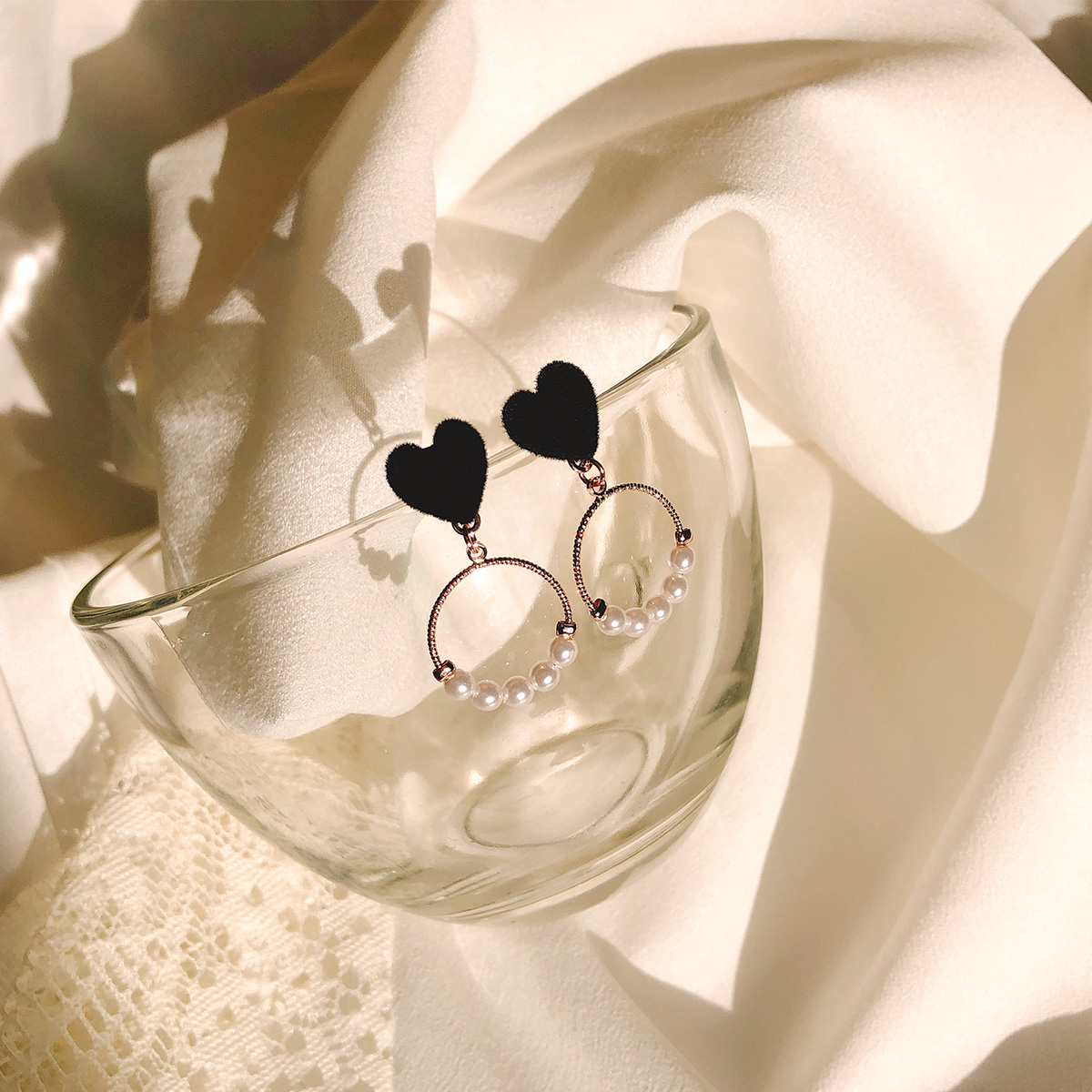 Free Shipping Heart Ring Pomade Cubic 7 pearl earr