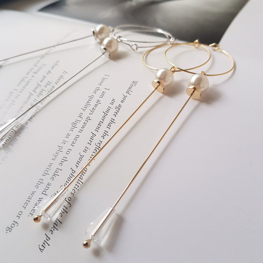 Lacy Crystal Drop Ring Earrings 2color Classic Loo