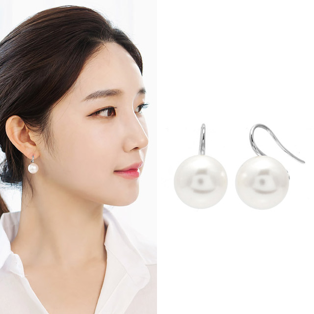 오스트리아 크리스탈 펄 고리형 후크 왕 진주 귀걸이 10mm - 상세 이미지 2