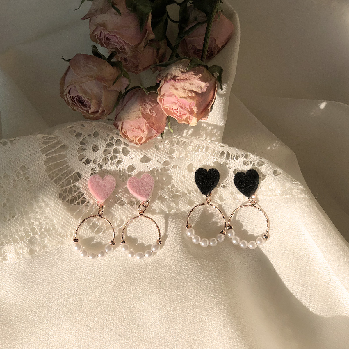 Free Shipping Heart Ring Pomade Cubic 7 pearl earr