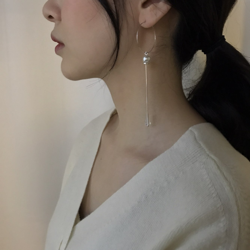 Lacy Crystal Drop Ring Earrings 2color Classic Loo