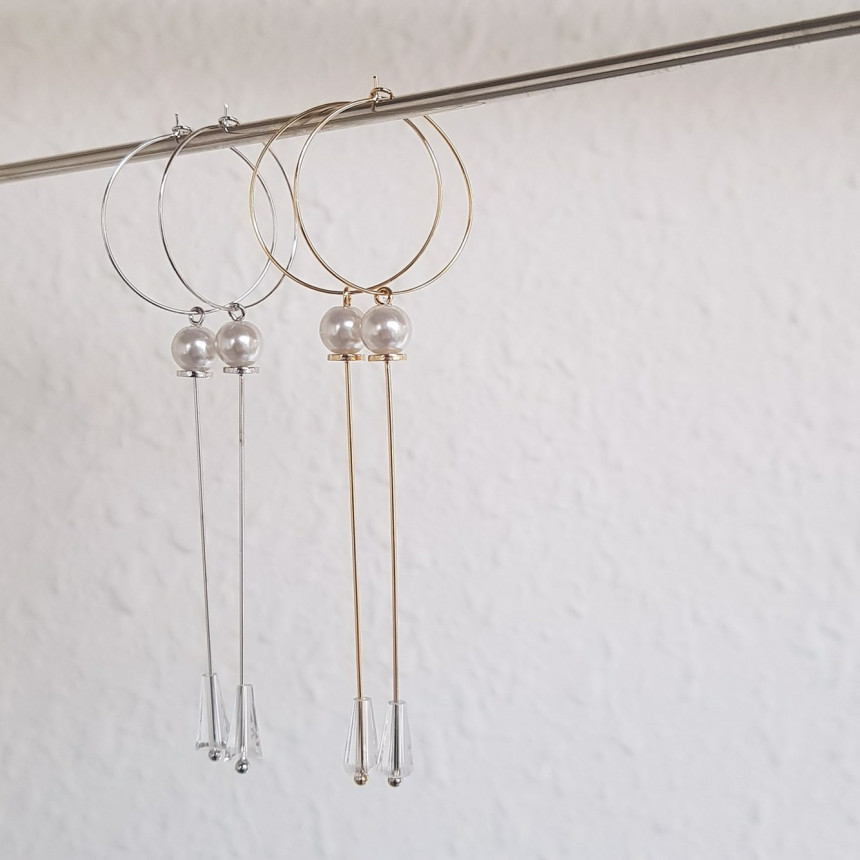 Lacy Crystal Drop Ring Earrings 2color Classic Loo