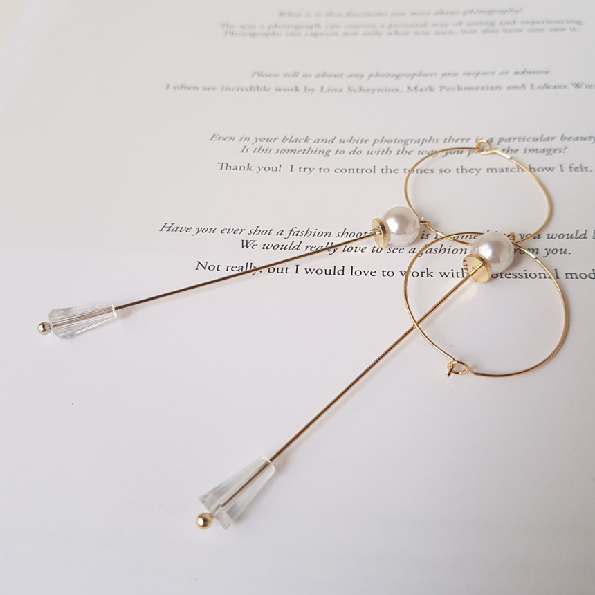 Lacy Crystal Drop Ring Earrings 2color Classic Loo