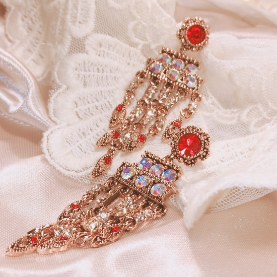 Red Cock Chandelier Earring Point Cycle Good Bling