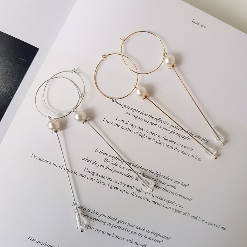 Lacy Crystal Drop Ring Earrings 2color Classic Loo