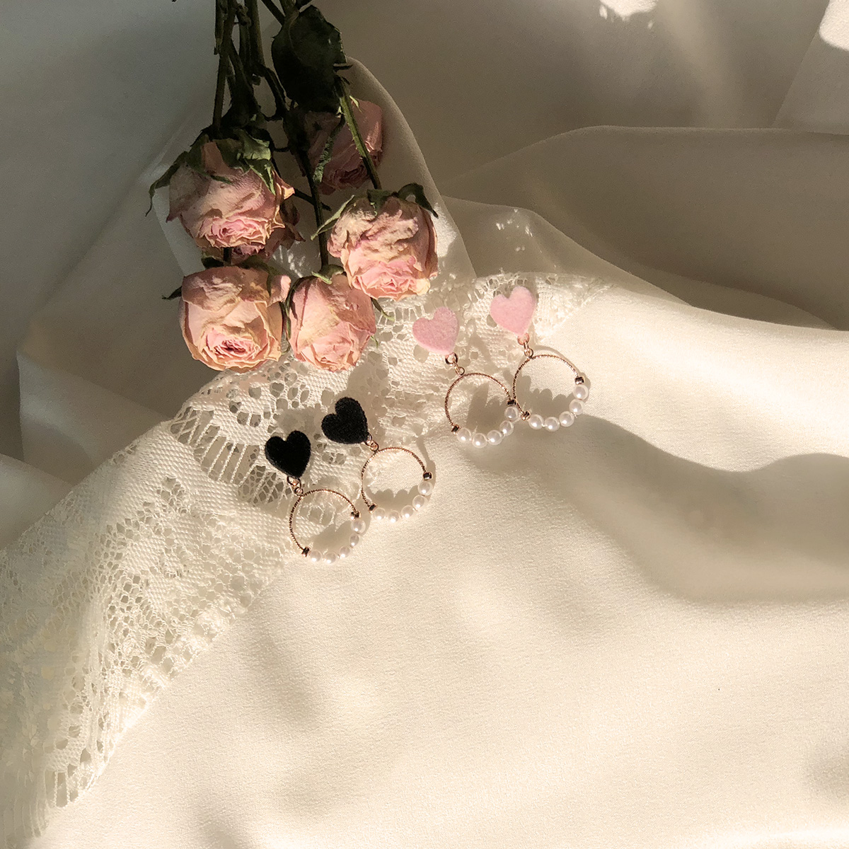 Free Shipping Heart Ring Pomade Cubic 7 pearl earr