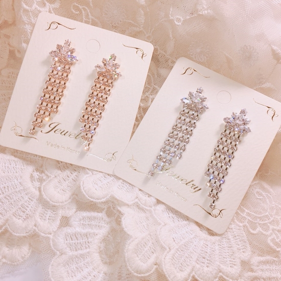 TIARA Cubic Chain Earrings Point Cycle Good Bling 