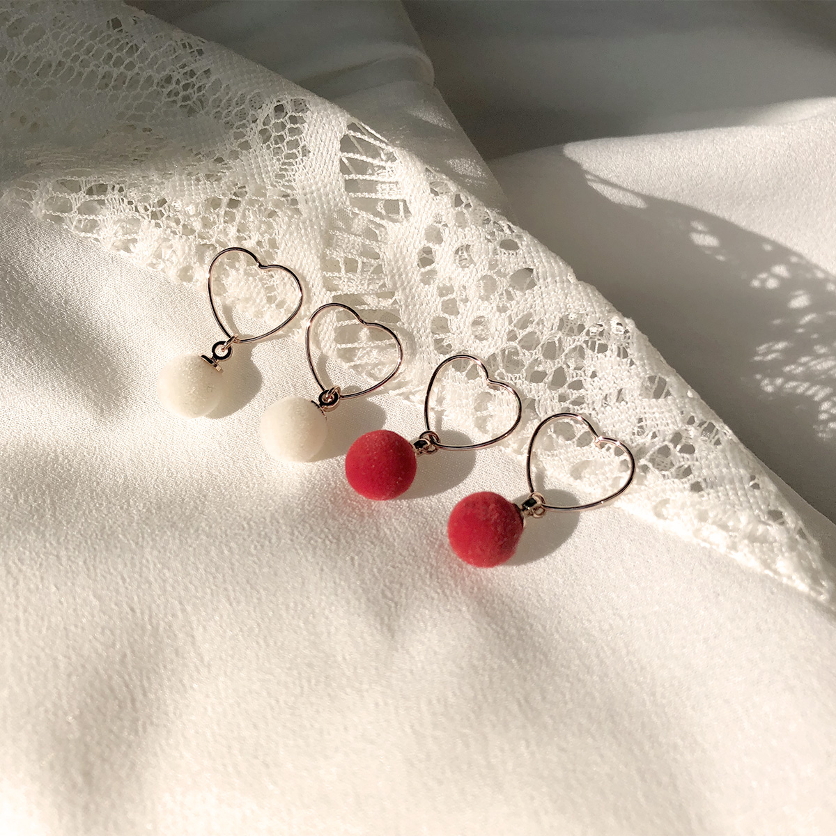 Free Shipping Heart Ring Pomade Cubic 7 pearl earr