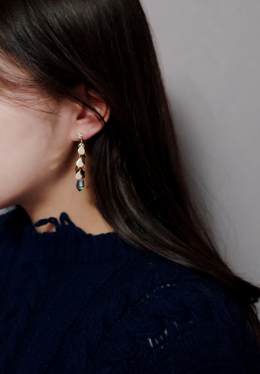 NO.75 Bullet Glass Kangkalan Stone Post Earrings S