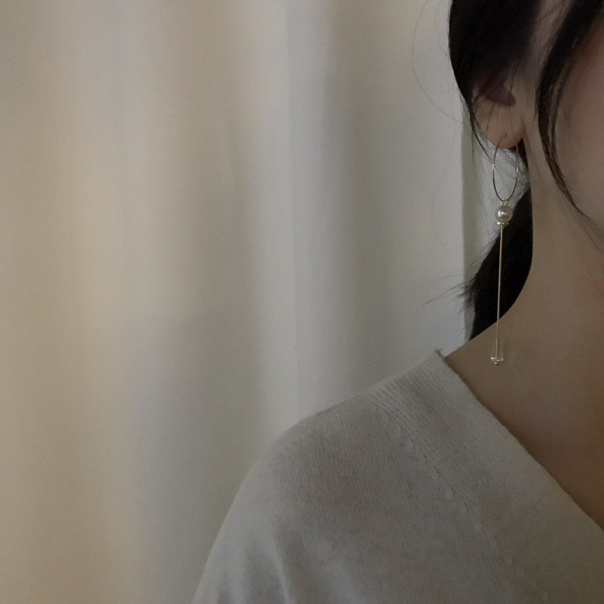 Lacy Crystal Drop Ring Earrings 2color Classic Loo