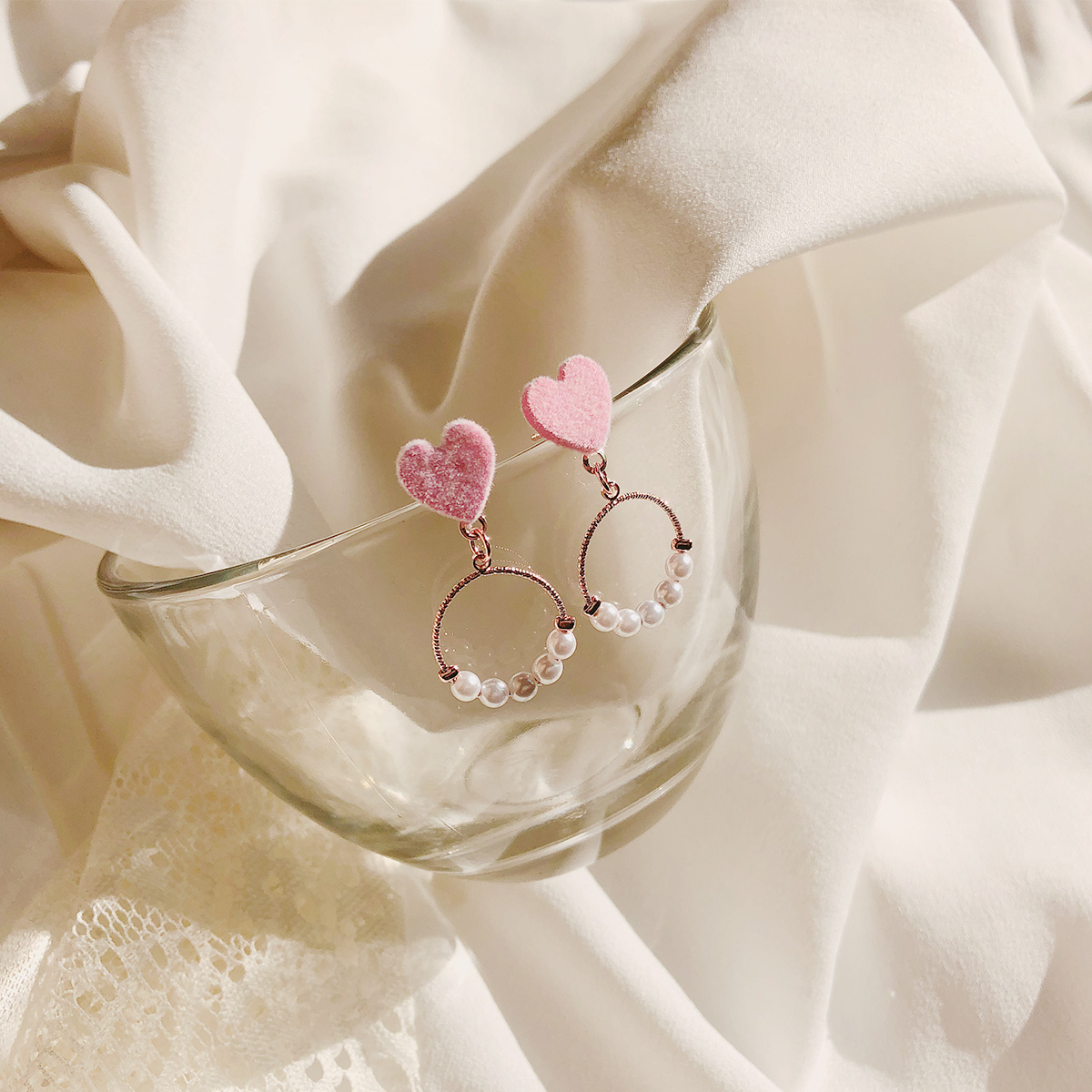 Free Shipping Heart Ring Pomade Cubic 7 pearl earr