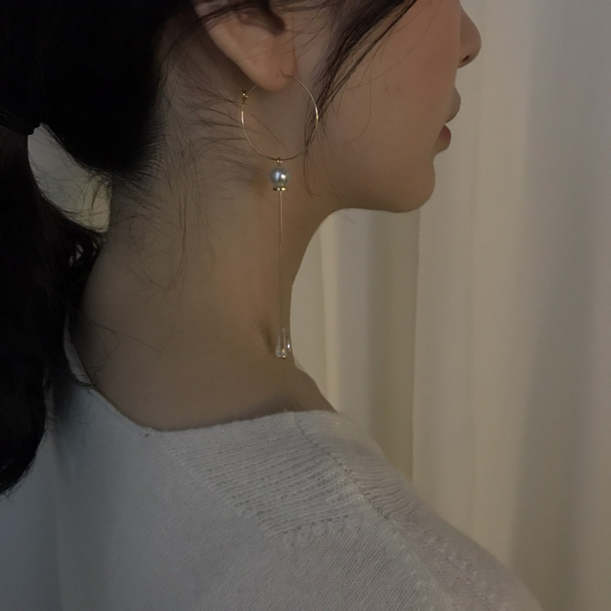 Lacy Crystal Drop Ring Earrings 2color Classic Loo