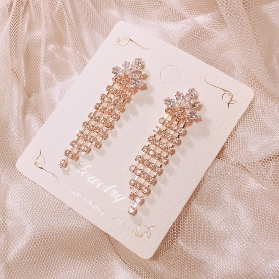 TIARA Cubic Chain Earrings Point Cycle Good Bling 