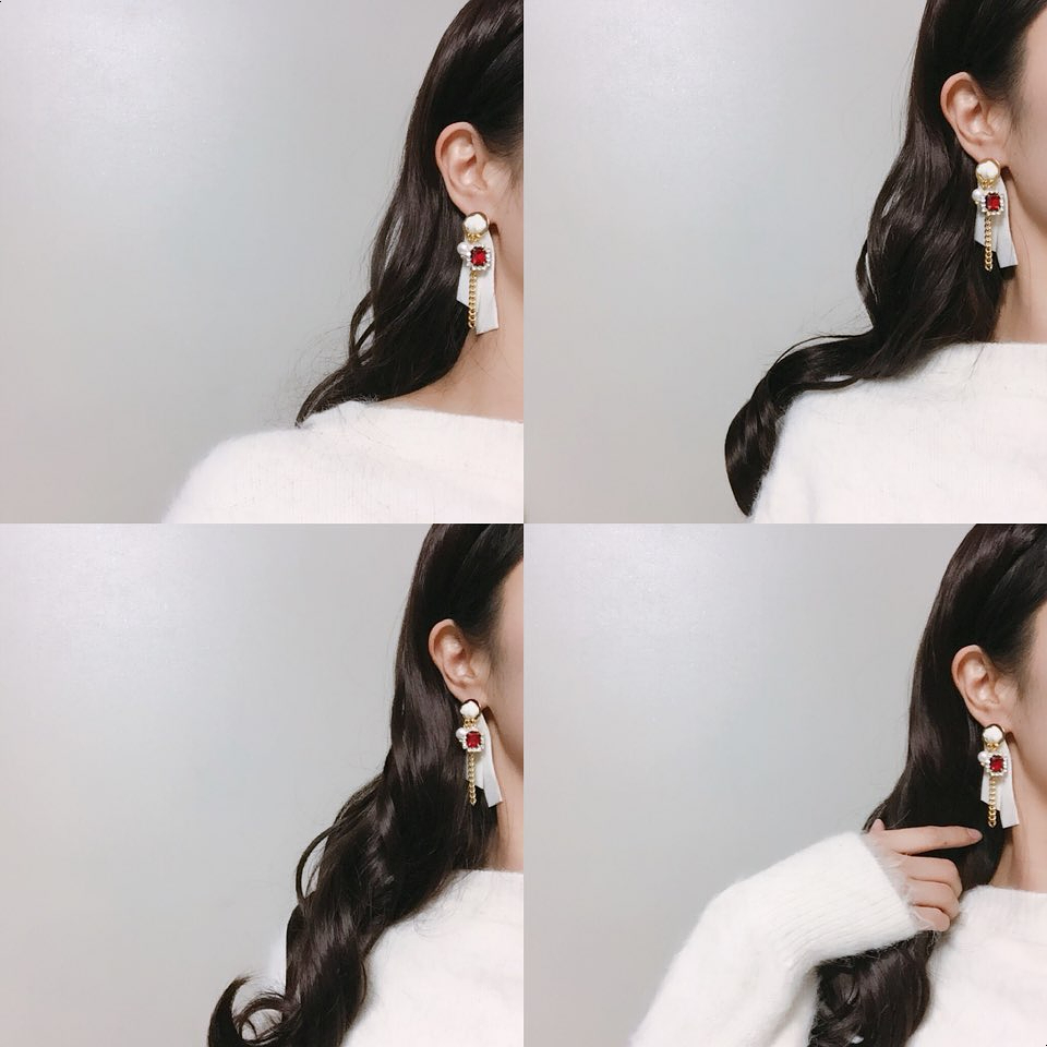 Jenny Drop Earrings White, Gray, Pink Romantic Loo