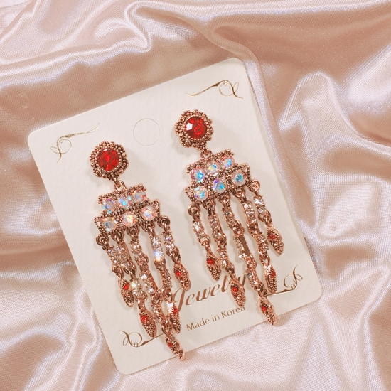 Red Cock Chandelier Earring Point Cycle Good Bling