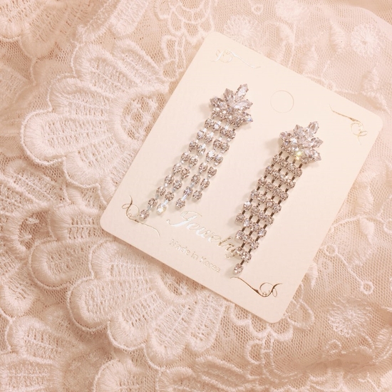 TIARA Cubic Chain Earrings Point Cycle Good Bling 