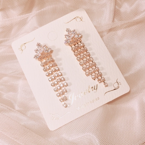 TIARA Cubic Chain Earrings Point Cycle Good Bling 