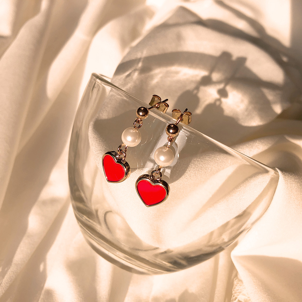 Free Shipping Heart Ring Pomade Cubic 7 pearl earr
