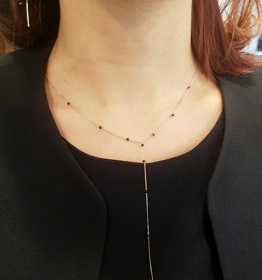 Rose Montgomery Black Spinel Y-shaped Necklace RL0