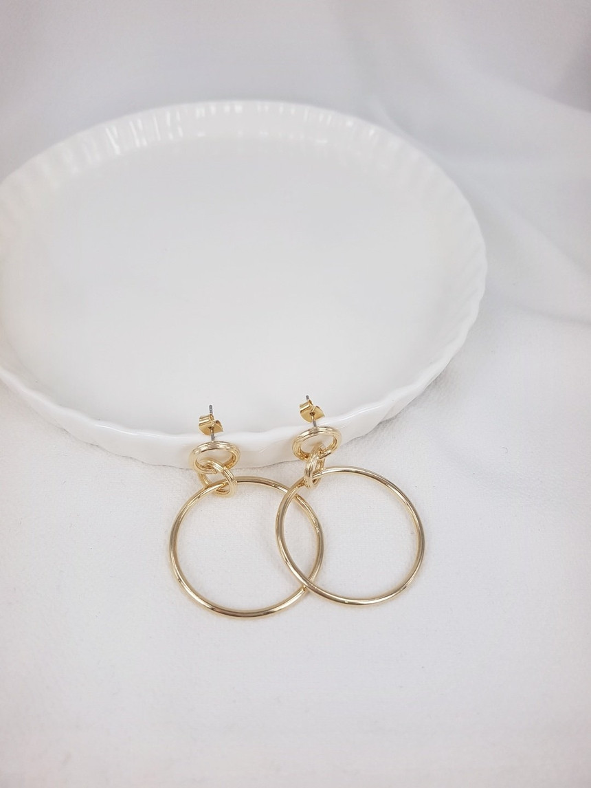 Modern and Bold Gold Ring Earrings Big Circle Circ