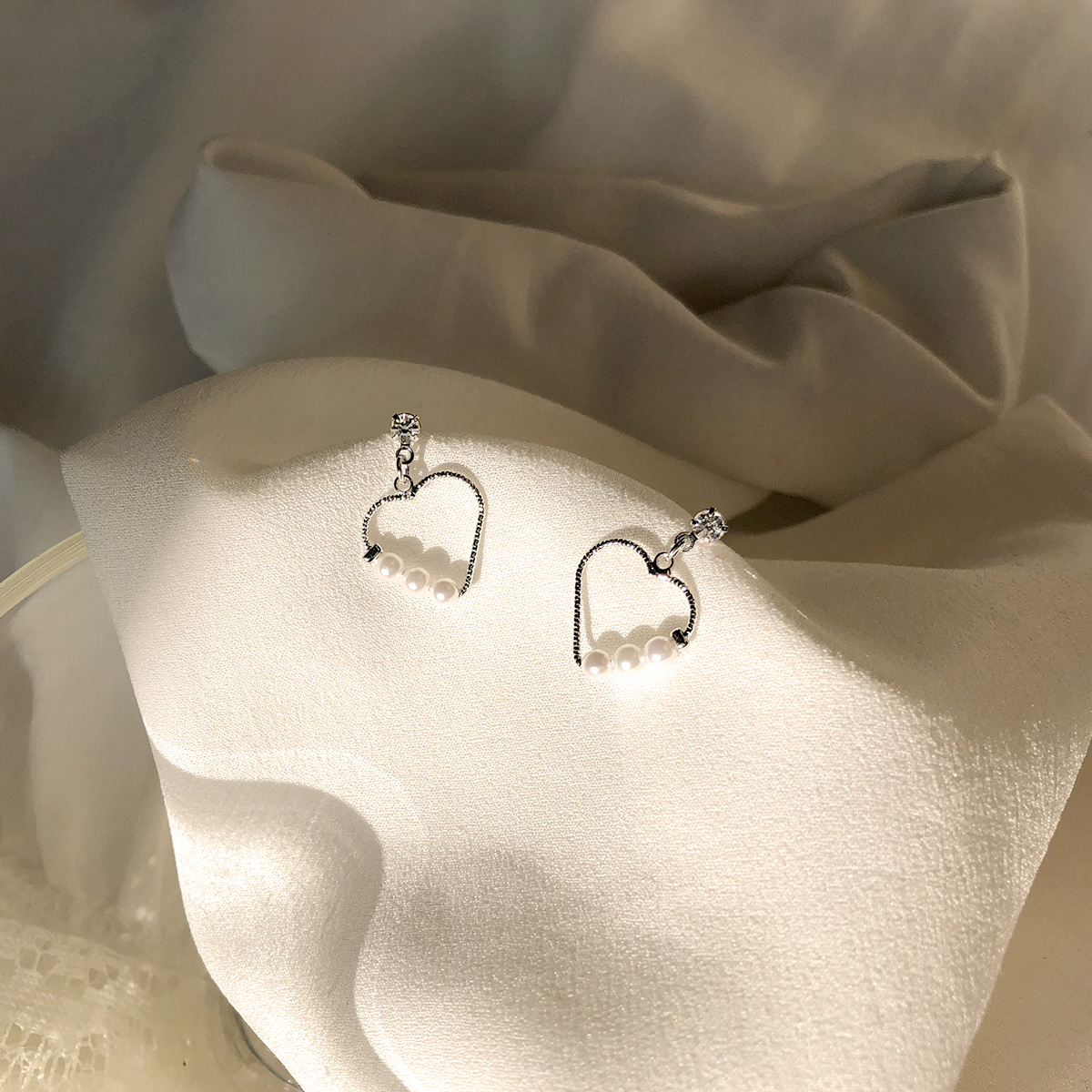 Free Shipping Heart Ring Pomade Cubic 7 pearl earr