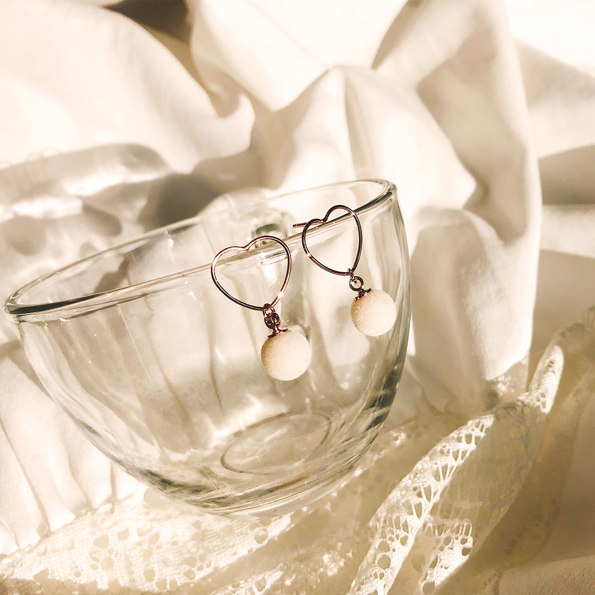Free Shipping Heart Ring Pomade Cubic 7 pearl earr