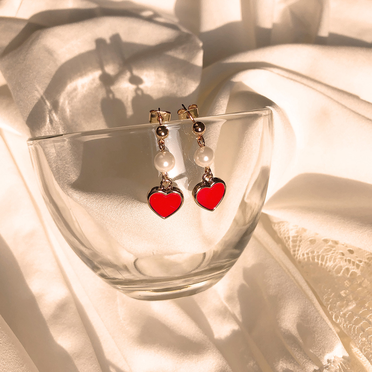 Free Shipping Heart Ring Pomade Cubic 7 pearl earr