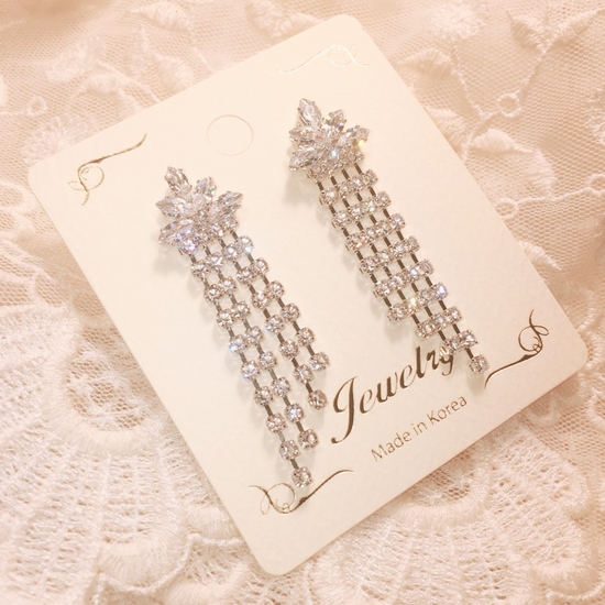 TIARA Cubic Chain Earrings Point Cycle Good Bling 