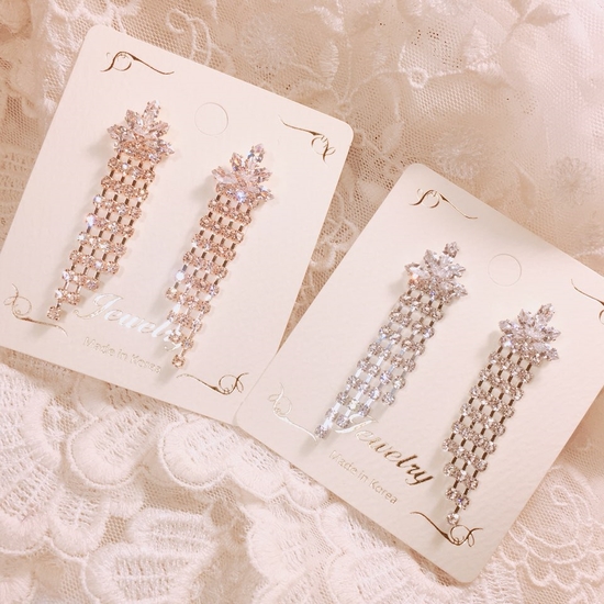 TIARA Cubic Chain Earrings Point Cycle Good Bling 