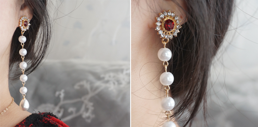 Specials Vintage Flower Cubic Pearl Tassel Heart D