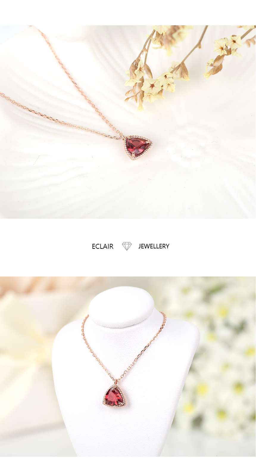 January Birthstone Triangle 14k18k Garnet Necklace