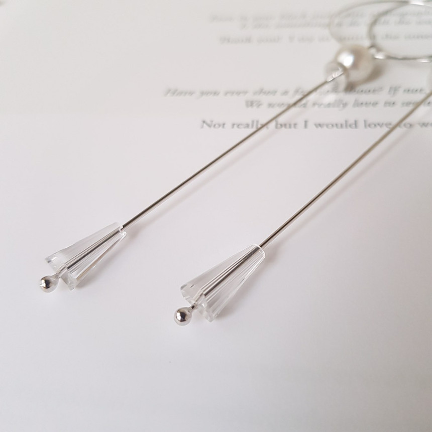 Lacy Crystal Drop Ring Earrings 2color Classic Loo