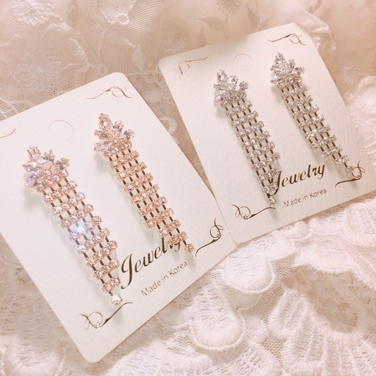 TIARA Cubic Chain Earrings Point Cycle Good Bling 