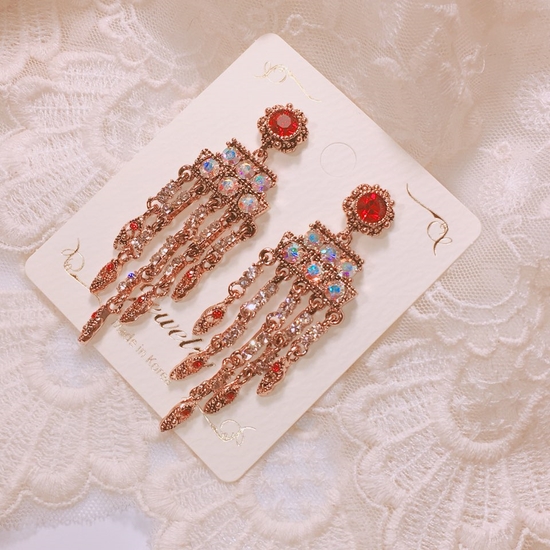 Red Cock Chandelier Earring Point Cycle Good Bling