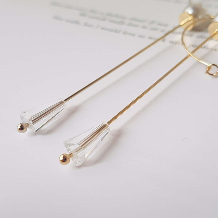 Lacy Crystal Drop Ring Earrings 2color Classic Loo