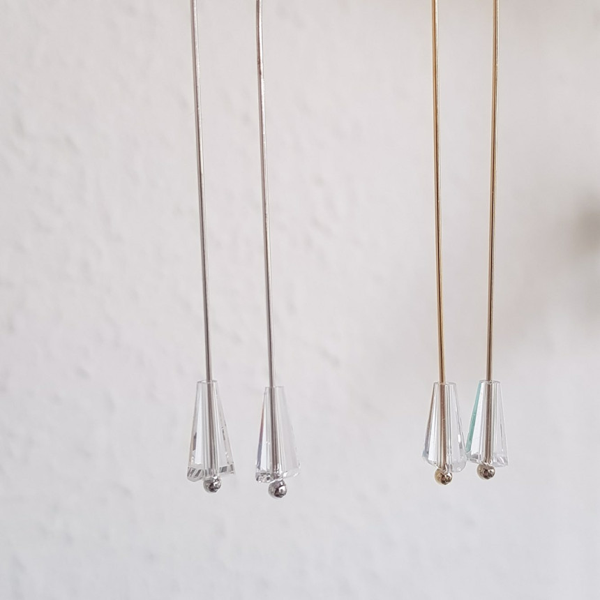 Lacy Crystal Drop Ring Earrings 2color Classic Loo