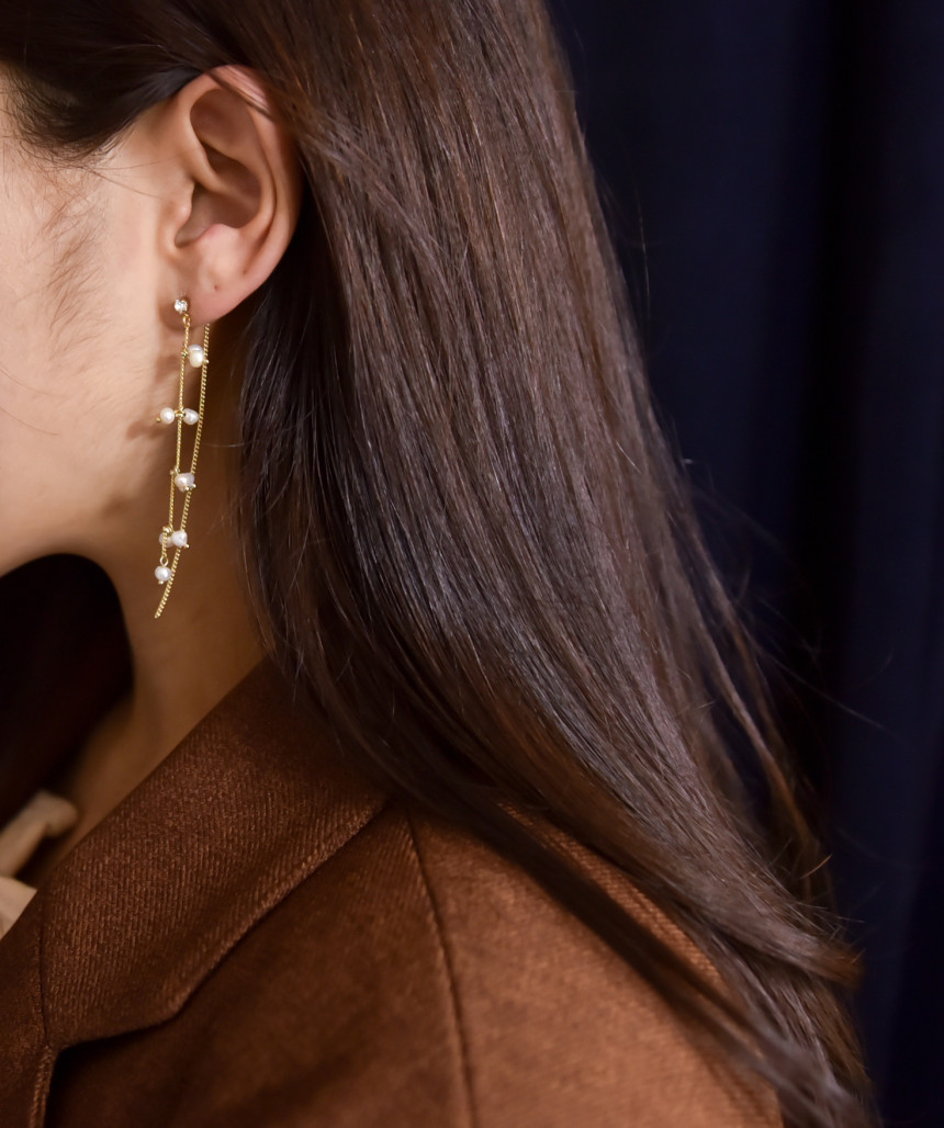 Chelsea Double Chalang Glass Drop Earrings Stylish