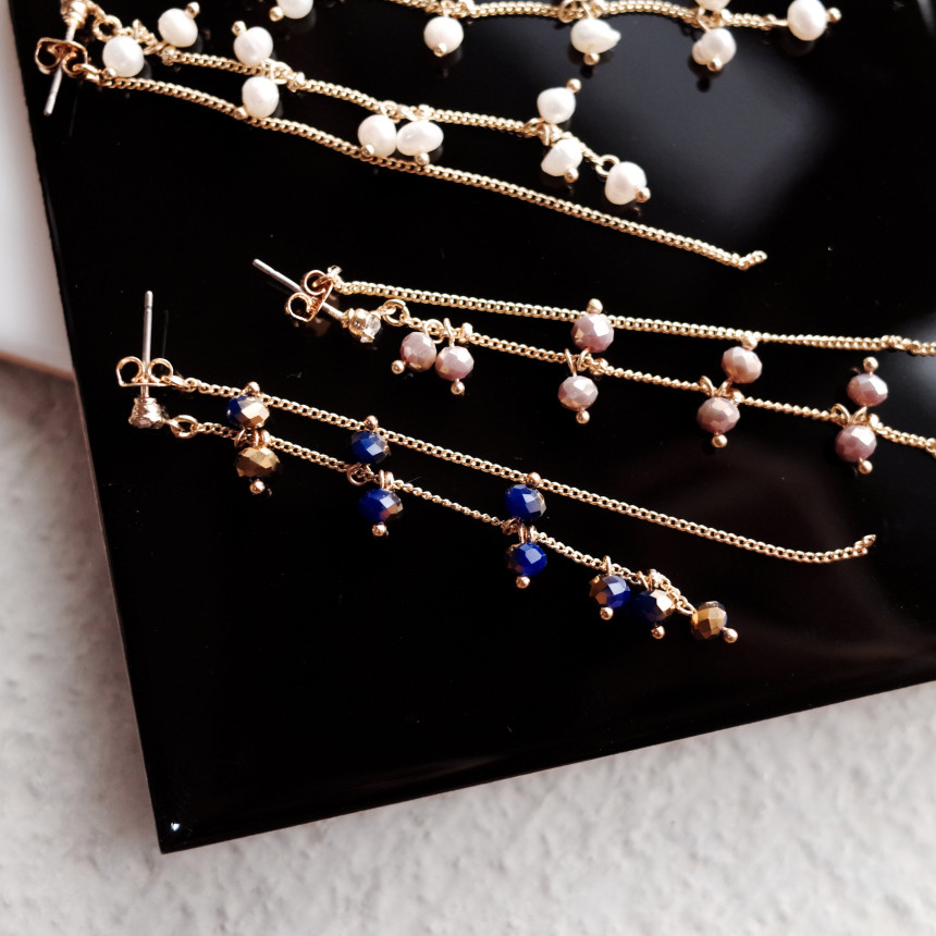 Chelsea Double Chalang Glass Drop Earrings Stylish