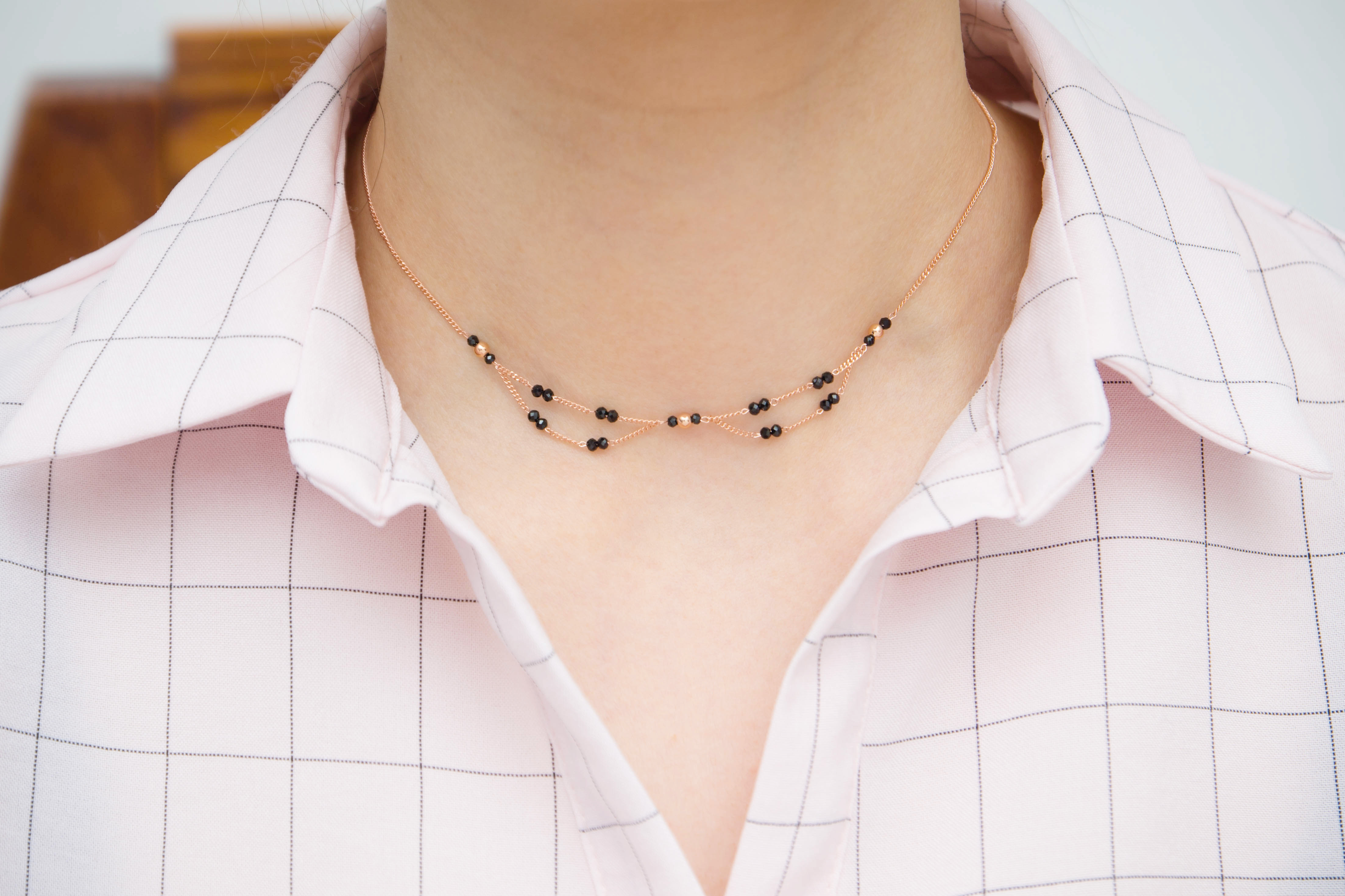 Bridge Black Spinel Necklace 14k Choker 14K Girl C