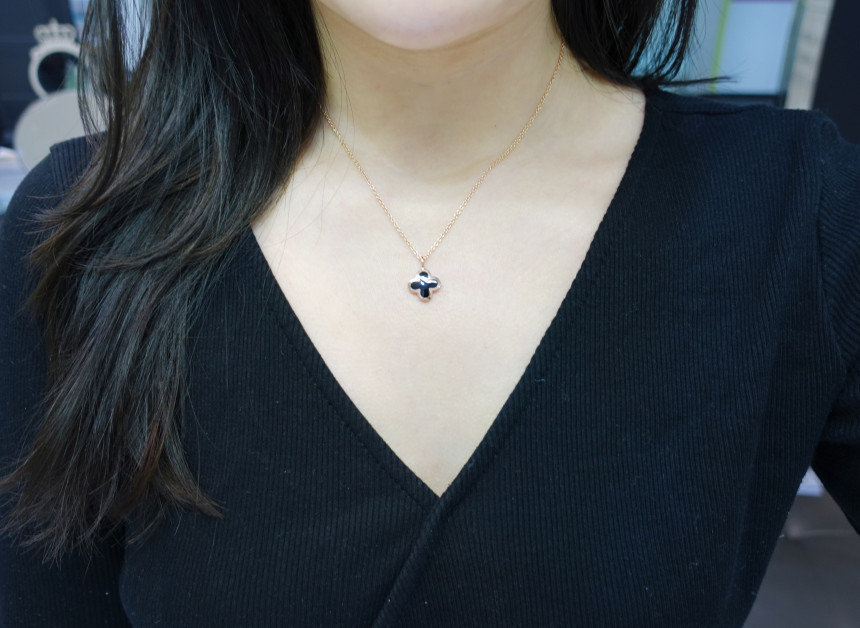 Onyx Four Leaf Clover Necklace Feminine fashionabl